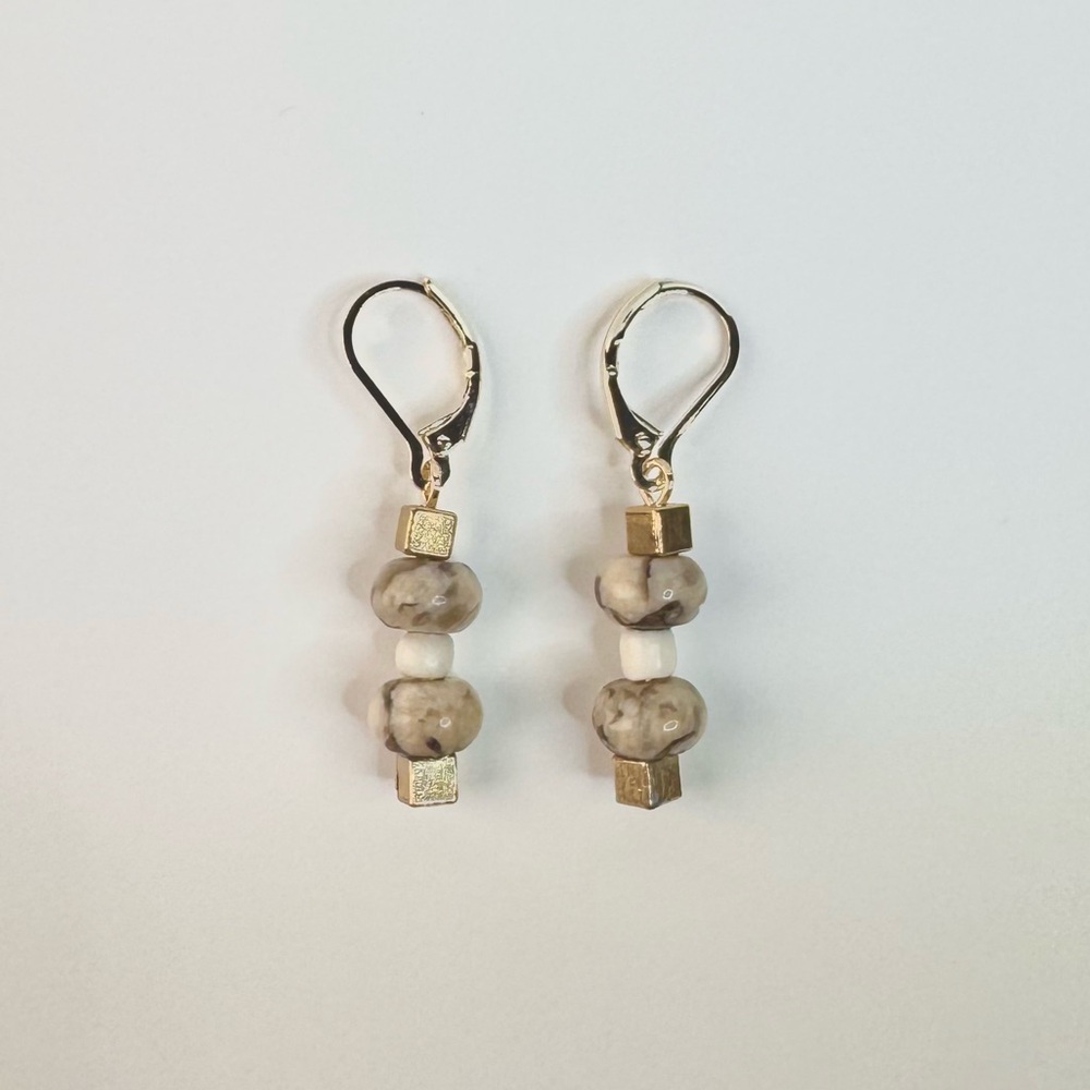 NWOT Natural Stone Drop Earrings | Handmade Gold Dangles